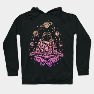 Meditating Astronaut Planets Colorful Lotus Women Meditation Hoodie